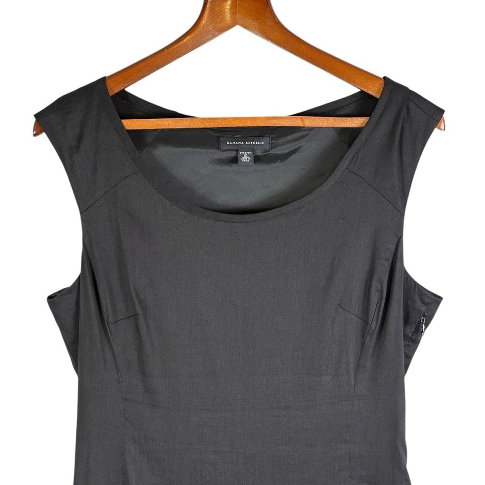 Banana Republic A-Line Linen Blend Dress Size 10 Black Pleated Sleeveless - Picture 2 of 10